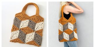 3D Cube Bag Free Crochet Pattern and Video Tutorial