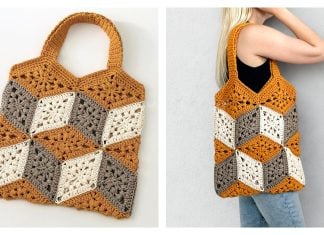 3D Cube Bag Free Crochet Pattern and Video Tutorial