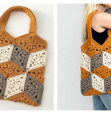 3D Cube Bag Free Crochet Pattern and Video Tutorial