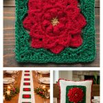 Poinsettia Square Free Crochet Pattern and Video Tutorial