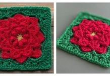 Poinsettia Square Free Crochet Pattern and Video Tutorial