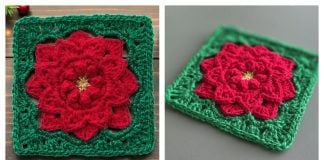 Poinsettia Square Free Crochet Pattern and Video Tutorial