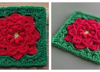 Poinsettia Square Free Crochet Pattern and Video Tutorial