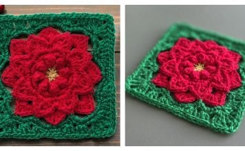 Poinsettia Square Free Crochet Pattern and Video Tutorial