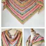 Scrap Yarn Moss Stitch Triangle Shawl Free Crochet Pattern