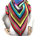 Scrappy Stripes Triangle Shawl Free Crochet Pattern
