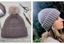 Short Rows Brioche Hat Free Crochet Pattern Knit-look Short Rows Brioche Hat Free Crochet Pattern