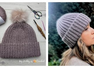 Knit-look Short Rows Brioche Hat Free Crochet Pattern