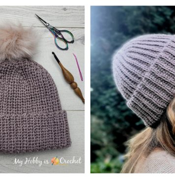 Knit-look Short Rows Brioche Hat Free Crochet Pattern
