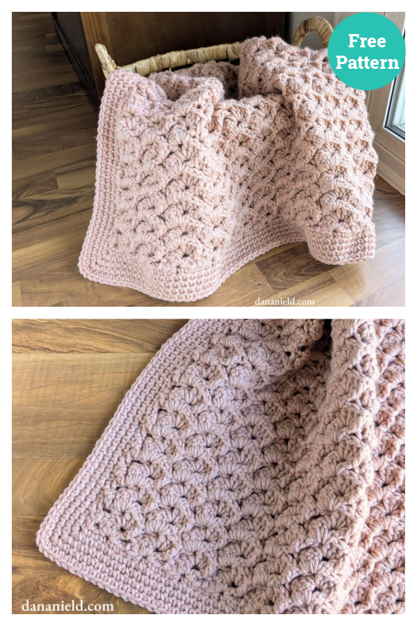 Slanted Shells Baby Blanket Free Crochet Pattern
