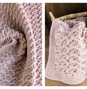Slanted Shells Baby Blanket Free Crochet Pattern
