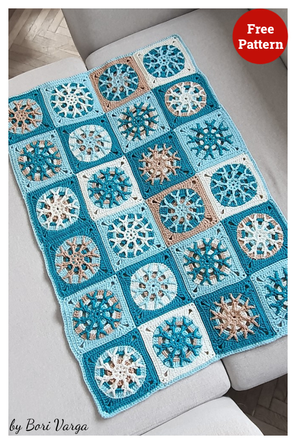  Snowflake Granny Square Blanket Free Crochet Pattern