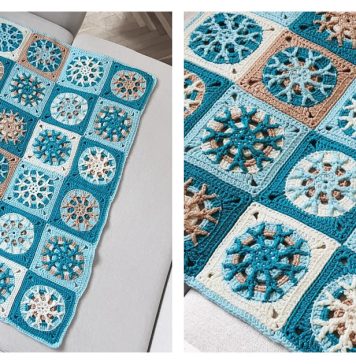 Snowflake Granny Square Blanket Free Crochet Pattern