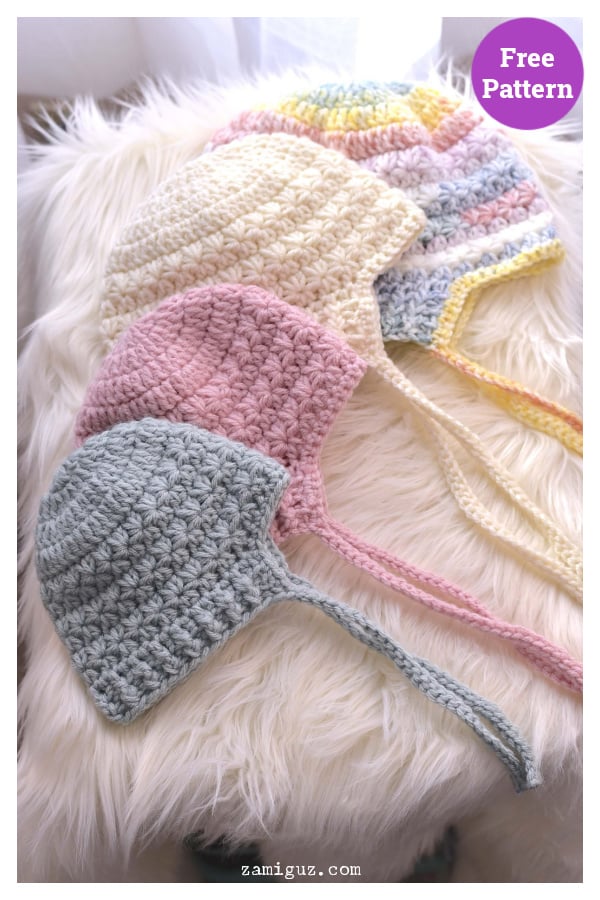 Star Stitch Baby Bonnet Free Crochet Pattern