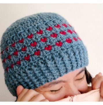 Tiny Hearts Beanie Free Crochet Pattern