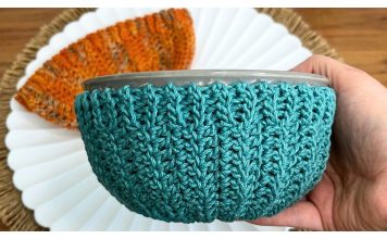 Bowl Cozy in Rows Free Crochet Pattern