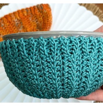 Bowl Cozy in Rows Free Crochet Pattern