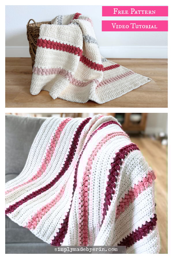 Braided Puff Blanket Free Crochet Pattern and Video Tutorial