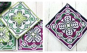 Mosaic Emerald Spray Afghan Block Free Crochet Pattern