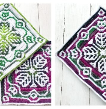 Mosaic Emerald Spray Afghan Block Free Crochet Pattern
