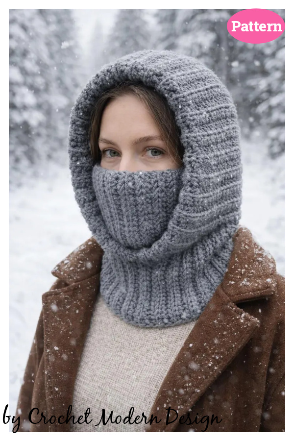 Ribbed Balaclava Turtleneck Hoodie Crochet Pattern