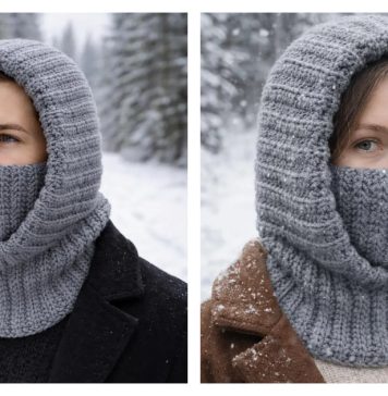Ribbed Balaclava Turtleneck Hoodie Crochet Pattern