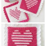 Single Stripe Heart Hot Pad Free Crochet Pattern