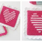Single Stripe Heart Hot Pad Free Crochet Pattern