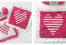 Single Stripe Heart Hot Pad Free Crochet Pattern