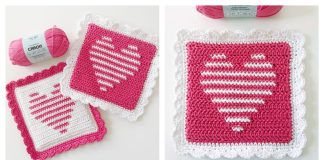 Single Stripe Heart Hot Pad Free Crochet Pattern