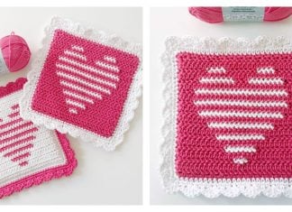Single Stripe Heart Hot Pad Free Crochet Pattern