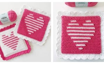 Single Stripe Heart Hot Pad Free Crochet Pattern