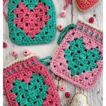 Granny Heart Pouch Free Crochet Pattern