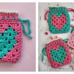 Granny Heart Pouch Free Crochet Pattern