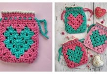 Granny Heart Pouch Free Crochet Pattern