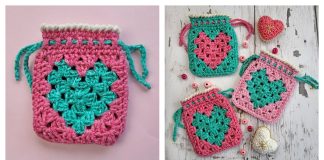 Granny Heart Pouch Free Crochet Pattern