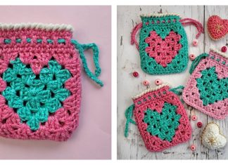 Granny Heart Pouch Free Crochet Pattern