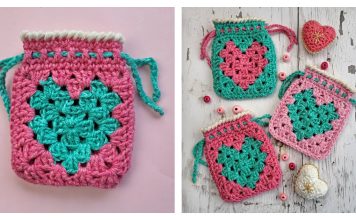Granny Heart Pouch Free Crochet Pattern