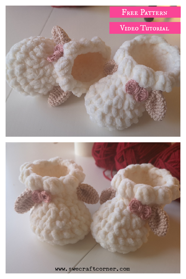 Lamb Baby Slippers Free Crochet Pattern and Video Tutorial