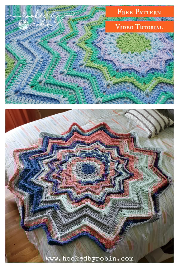 Ridged Round Ripple Blanket Free Crochet Pattern and Video Tutorial