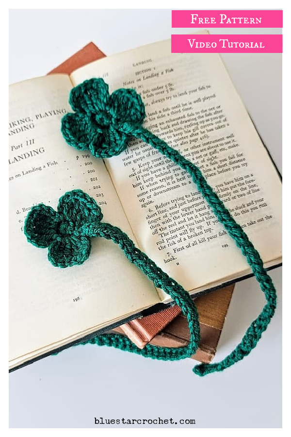 Shamrock Bookmark Free Crochet Pattern and Video Tutorial