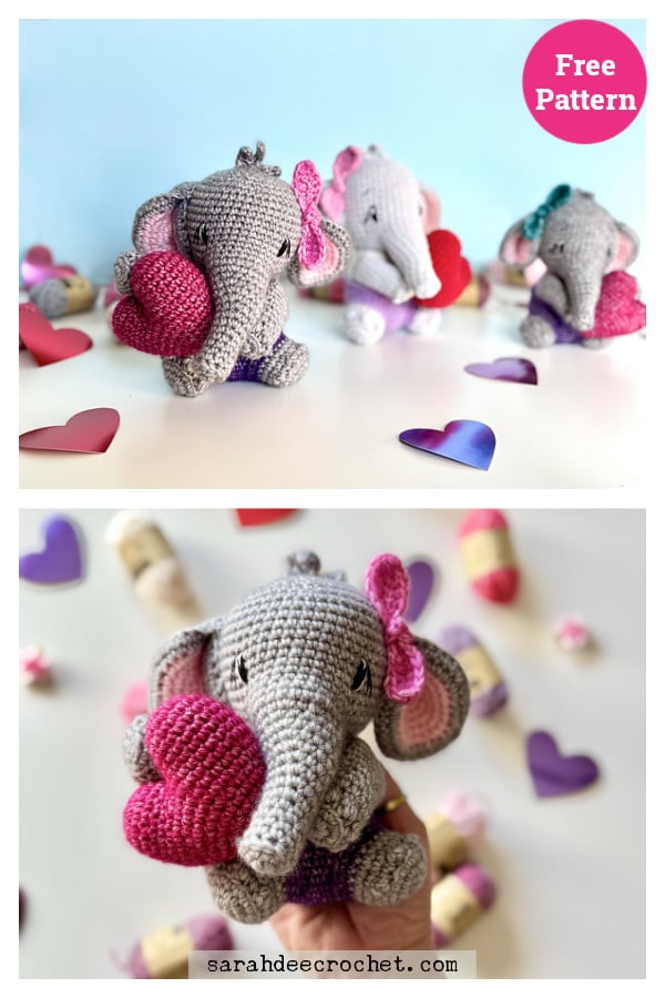 Sweet Pea Valentine Elephant Amigurumi Free Crochet Pattern