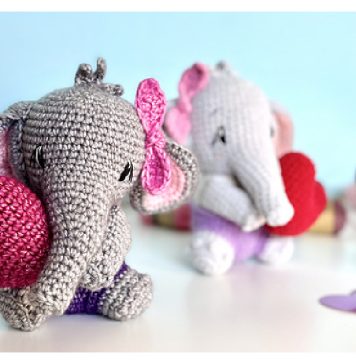 Sweet Pea Valentine Elephant Amigurumi Free Crochet Pattern