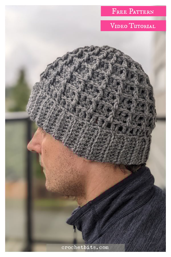 Waffle Hat for Men Free Crochet Pattern