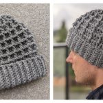 Waffle Hat for Men Free Crochet Pattern