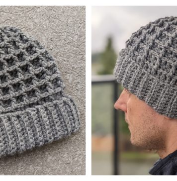 Waffle Hat for Men Free Crochet Pattern
