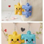 Love Puzzle Piece Keychain Crochet Pattern