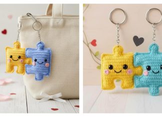 Love Puzzle Piece Keychain Crochet Pattern