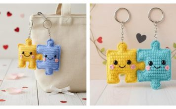 Love Puzzle Piece Keychain Crochet Pattern