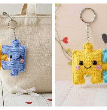 Love Puzzle Piece Keychain Crochet Pattern